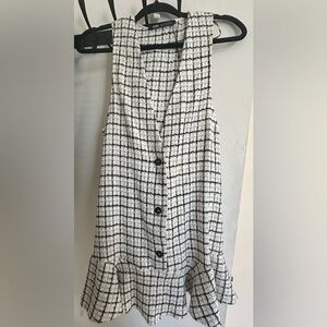 Zara Monochrome Checkered Vest Dress